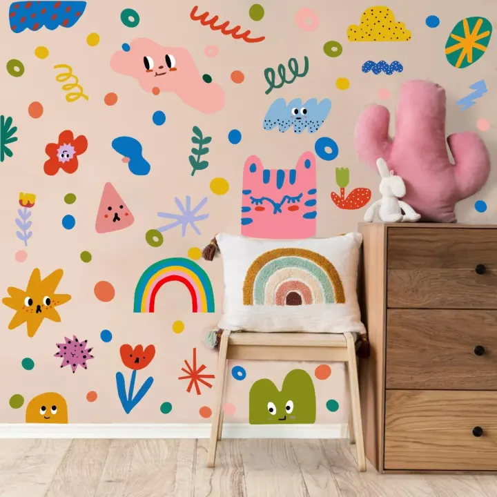 Colorful Abstract Geometry Wall Decal Set — DIY Kids Room Stickers