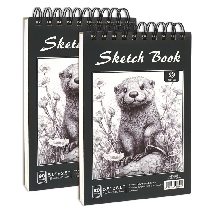 CONDA 5.5 x 8.5 Top-Spiral Sketchbook Pad — 2-Pack, 100gsm Art Paper