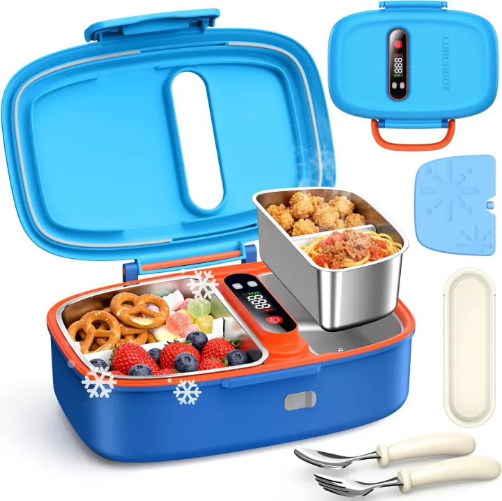 Cordless Heated & Chilled Kids Lunch Box with Ice Pack and Timer