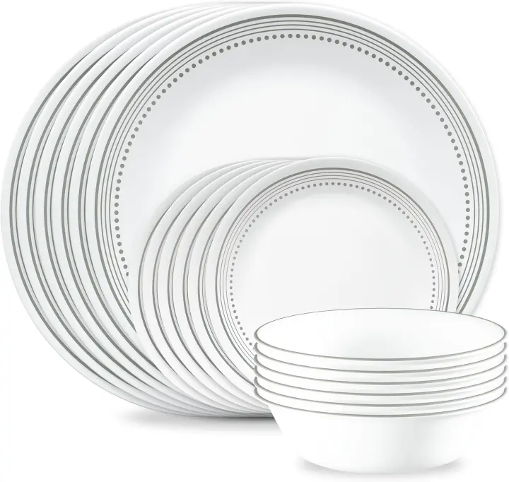 Corelle Vitrelle 18-Piece Dinnerware Set (Service for 6) — Mystic Gray