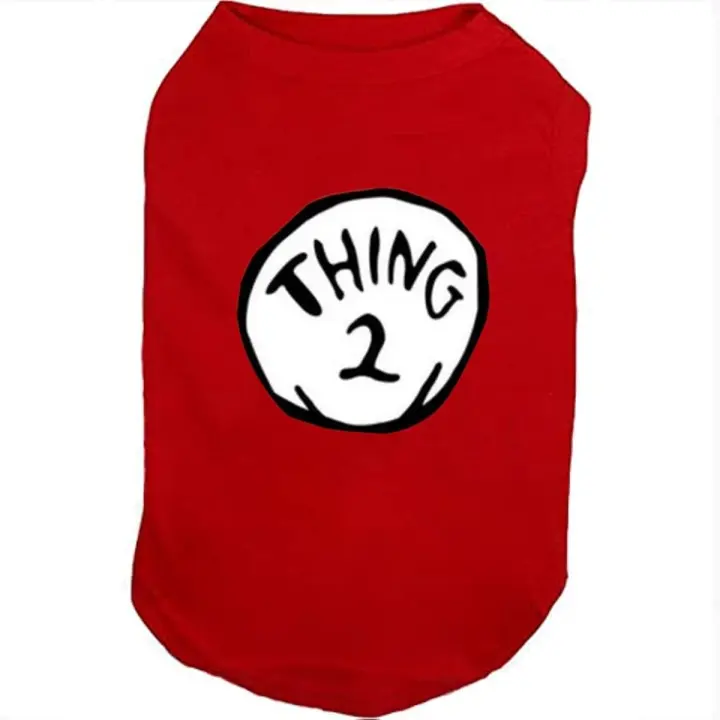Dog Tee — Soft Breathable Pop-Culture Thing 1–9 Pet Shirt (Red, X-Large)