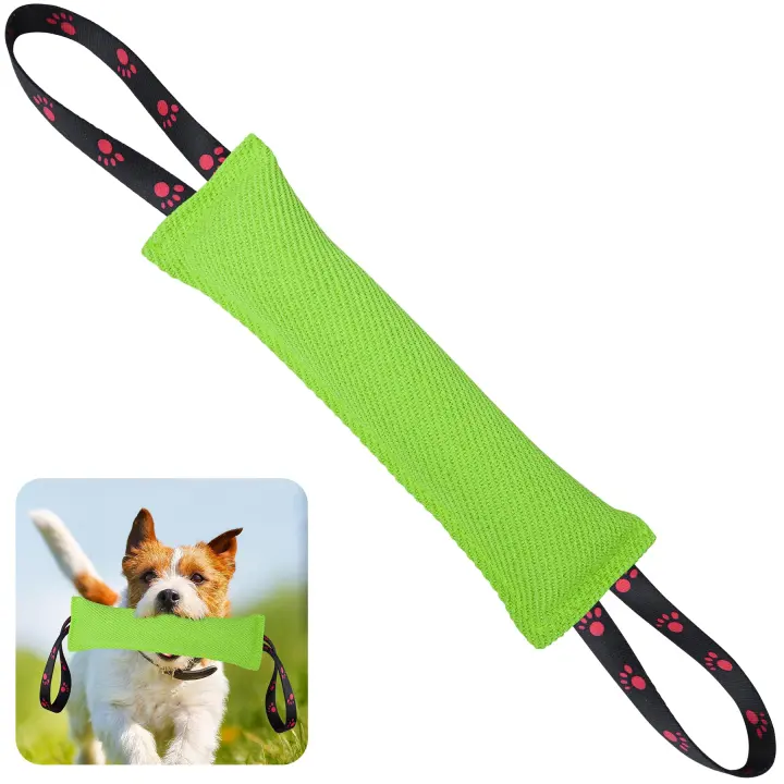 Dog Tug Toy — Jute Bite Pillow with Two Strong Handles