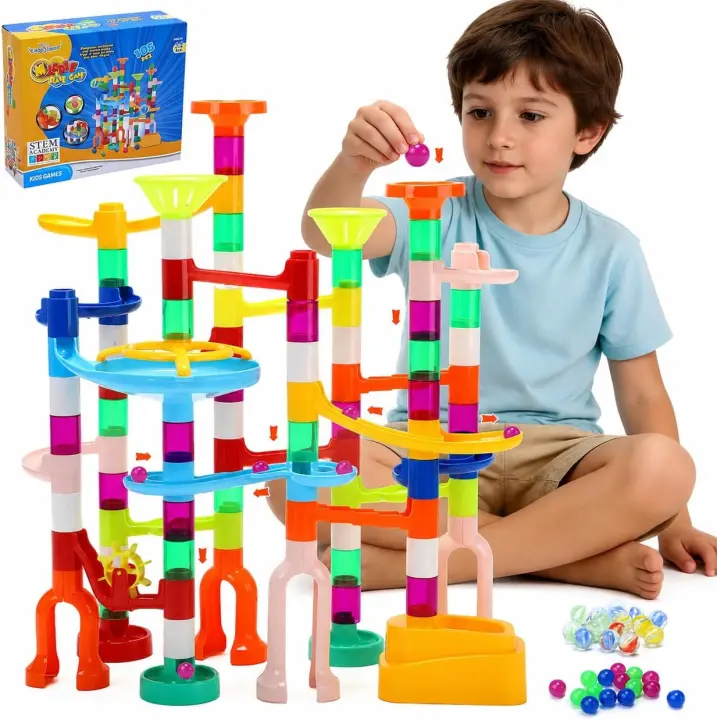 EagleStone 105-Piece Marble Run Kit — Marble Maze Construction Toy