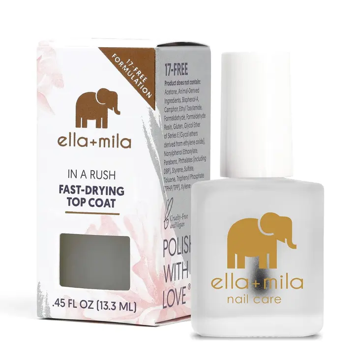 ella+mila Fast Dry Top Coat — Quick-Dry High-Gloss Nail Topper