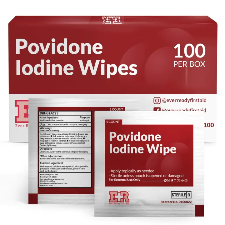 Ever Ready Povidone Iodine Antiseptic Wipes — 100 Individually Wrapped