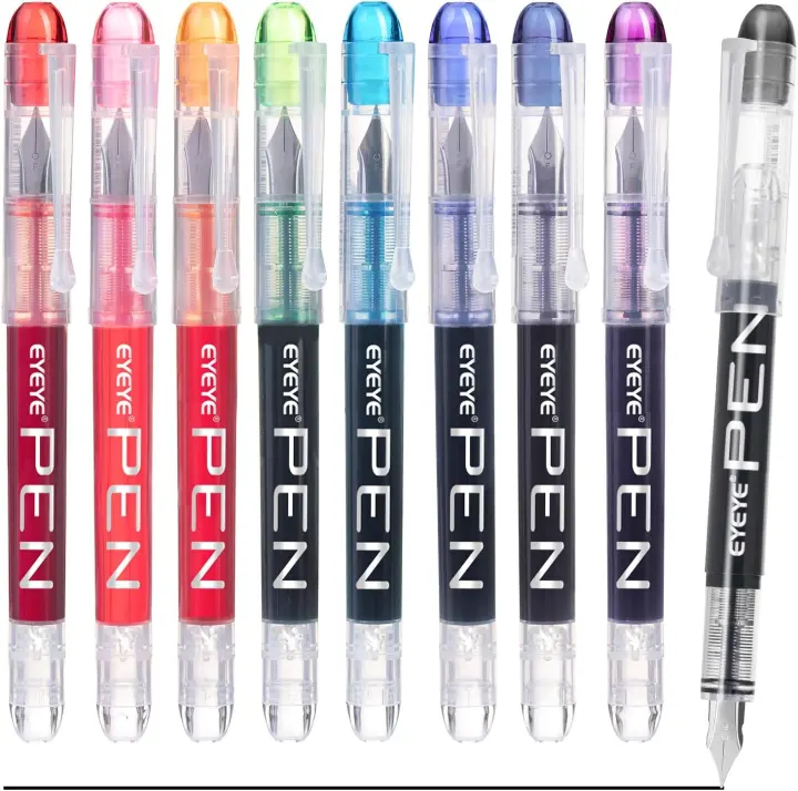 EYEYE Disposable Fountain Pens — 9-Color Fine Nib Set