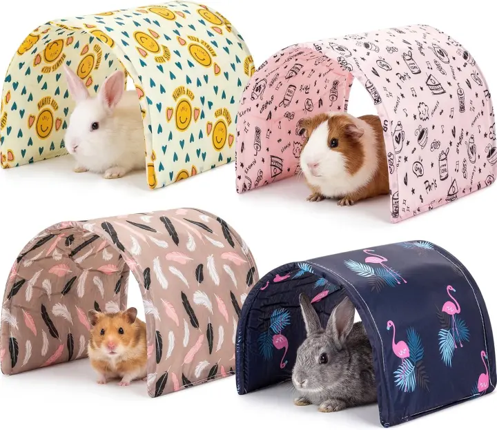 Foldable Small-Animal Tunnels — 4-Pack Soft Hideouts