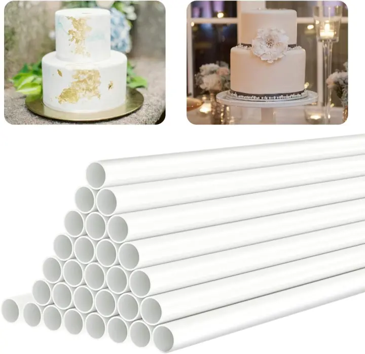 FurRain White Plastic Cake Dowel Rods for Tiered Cake Support (0.4" x 9.5")