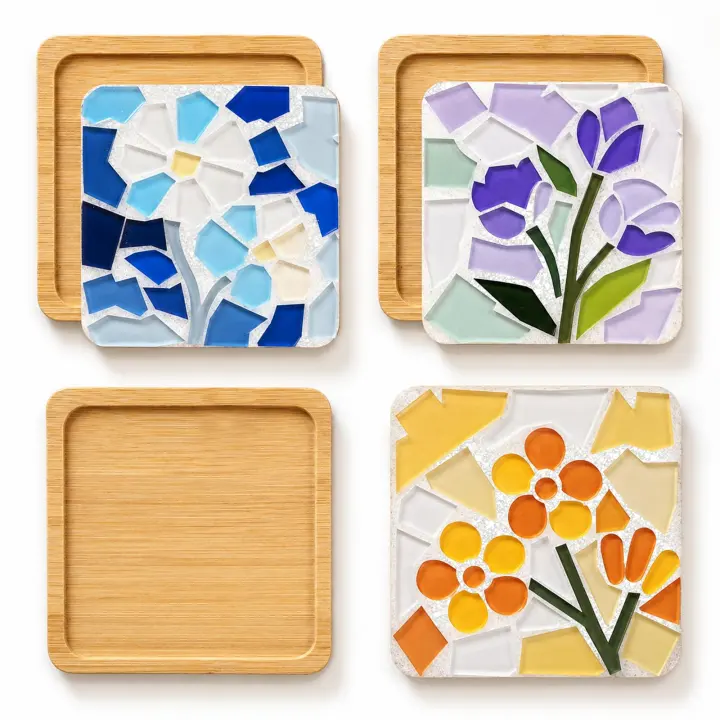 Glizma 6-Piece DIY Acrylic Mosaic Coaster Kit