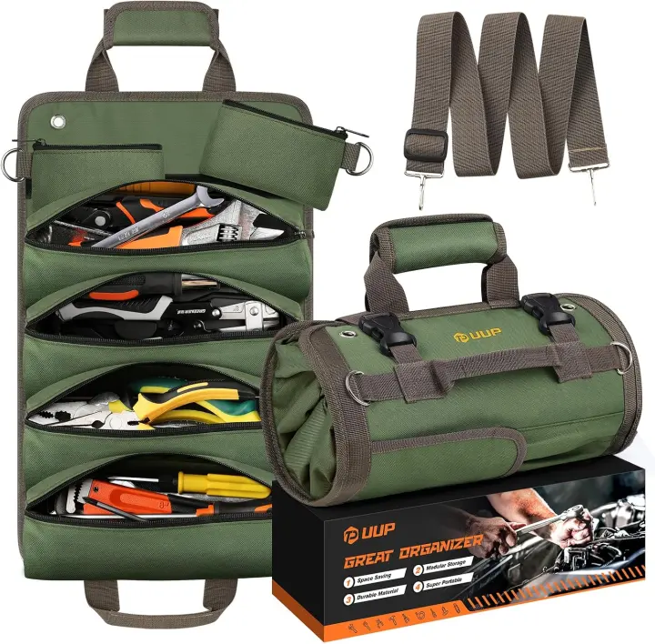 Heavy-Duty Roll-Up Tool Bag — Portable Soft Tool Organizer