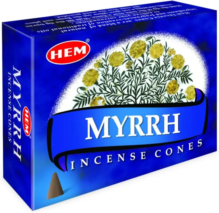 HEM Myrrh Incense Cones — 12 Packs (120 Cones), Natural Scent