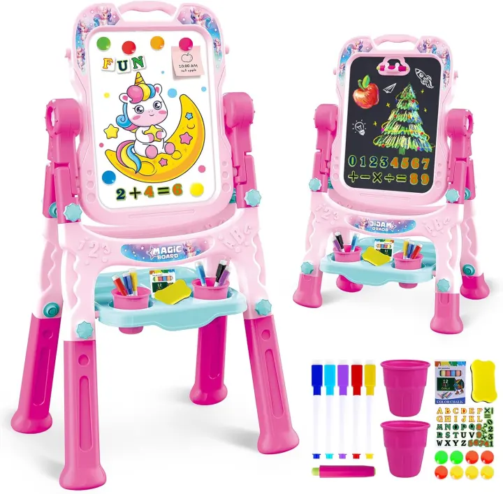 Kids' Double-Sided Rotating Art Easel with Accessories