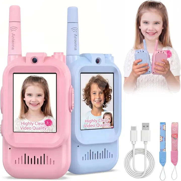 Kids Video Walkie Talkies — 2-Pack Rechargeable Radios