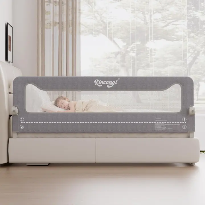 Kincongi 71-inch Swing-Down Toddler Bed Rail — Breathable Safety Guard