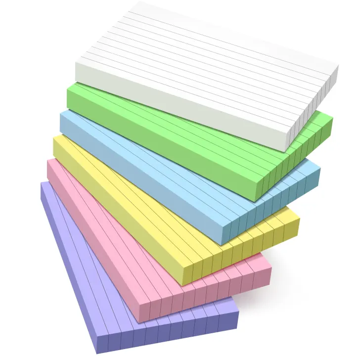 KLASIT Colored Index Cards 3x5 — 300 Pack, 6 Assorted Colors, Ruled Flashcards