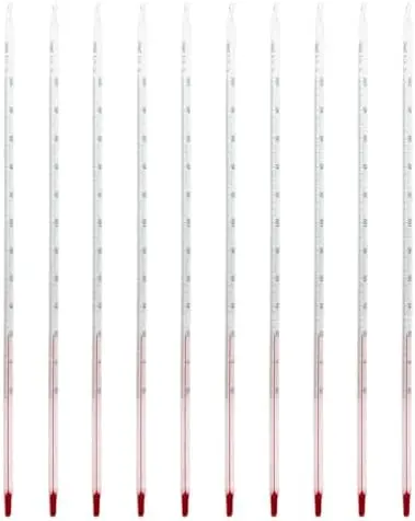 Lab Glass Celsius Thermometers — 10-Pack, 300mm (-20°C to 150°C)