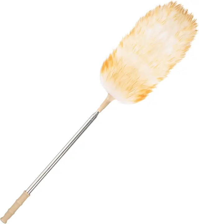 Lambswool Extendable Duster — Anti-Static Wool Head & Stainless Pole (32–98 in)