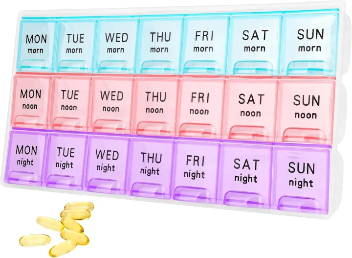 Large Weekly Pill Organizer — 7-Day, 3×/Day Moisture-Proof Pill Box