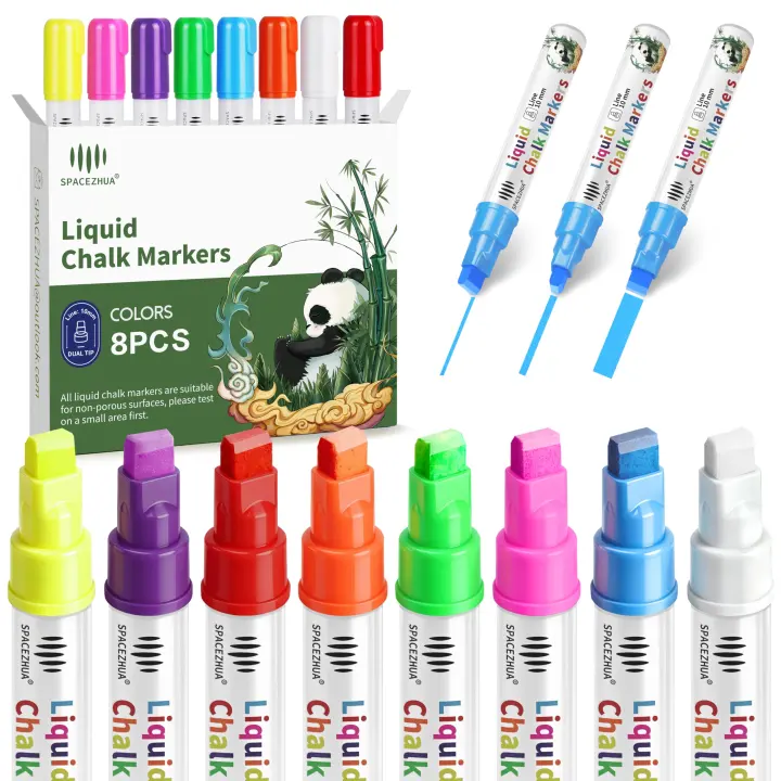 Liquid Chalk Markers for Windows & Blackboards — 8 Neon 10mm Tips