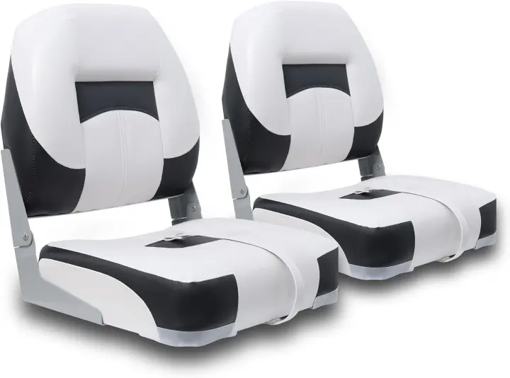 Low-Back Folding Marine Boat Seats — 2-Pack Deluxe