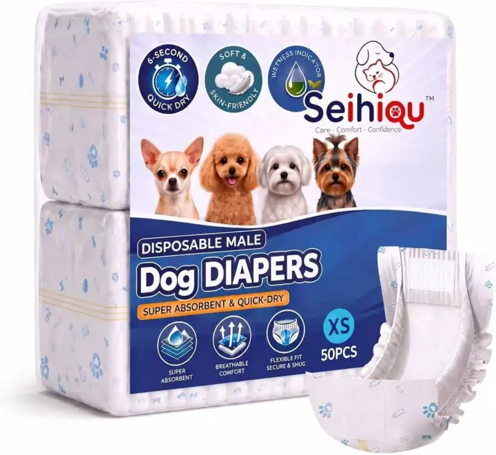 Male Dog Belly Wraps — XS Disposable 50-Count Pack