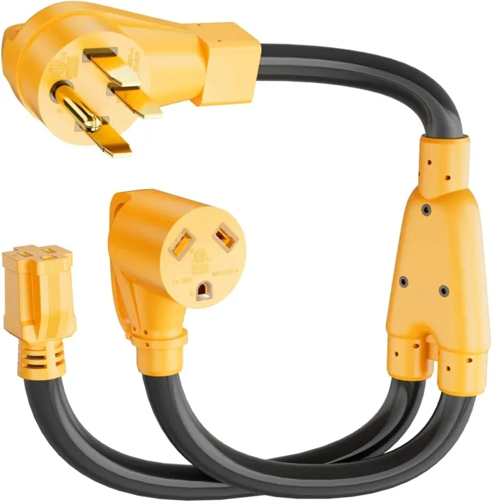 MECMO 50A-to-30A/15A RV Power Y-Adapter (NEMA 14-50P to TT-30R & 5-15R)