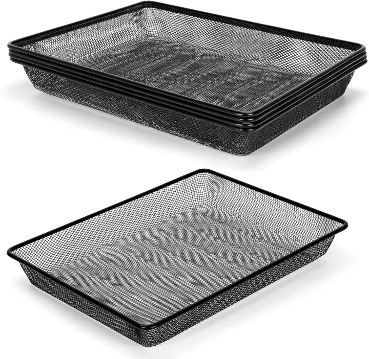 Metal Mesh Desktop Letter Tray — Single-Tier Paper Organizer