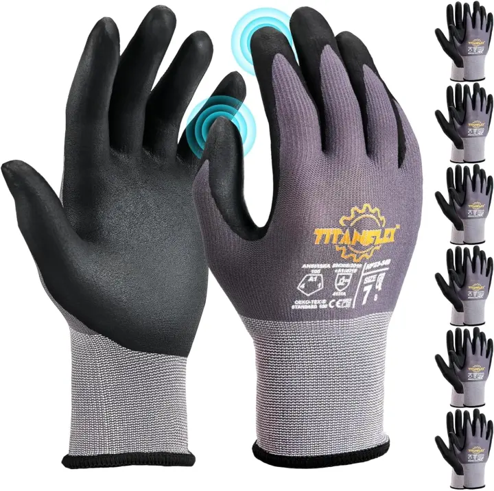 Microfoam Nitrile Work Gloves — Seamless Knit Safety Gloves (S–XXL)