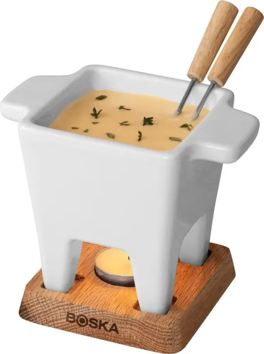 Mini Tapas Fondue Set — White Ceramic for Two (300 ml)