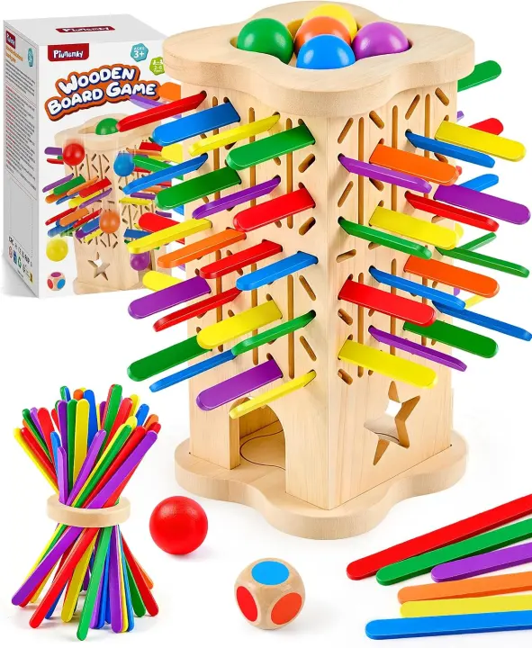 Montessori Wooden Tower Game for Ages 3–8 — 42 Color Strips