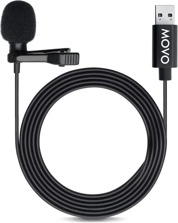 Movo M1 USB Lavalier Microphone — Clip-On Lapel with 20 ft Cable