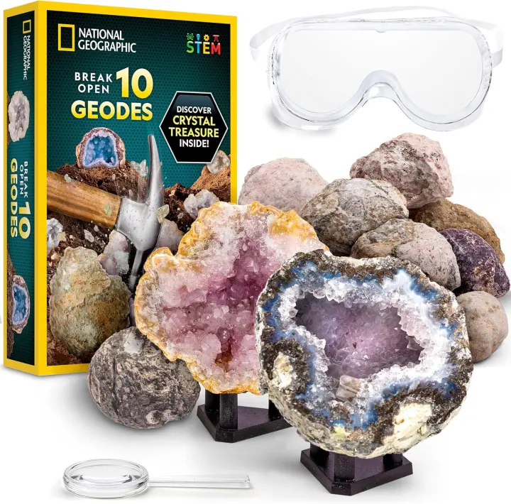 National Geographic Break-Open Geode Kit — 10 Real Geodes for Kids