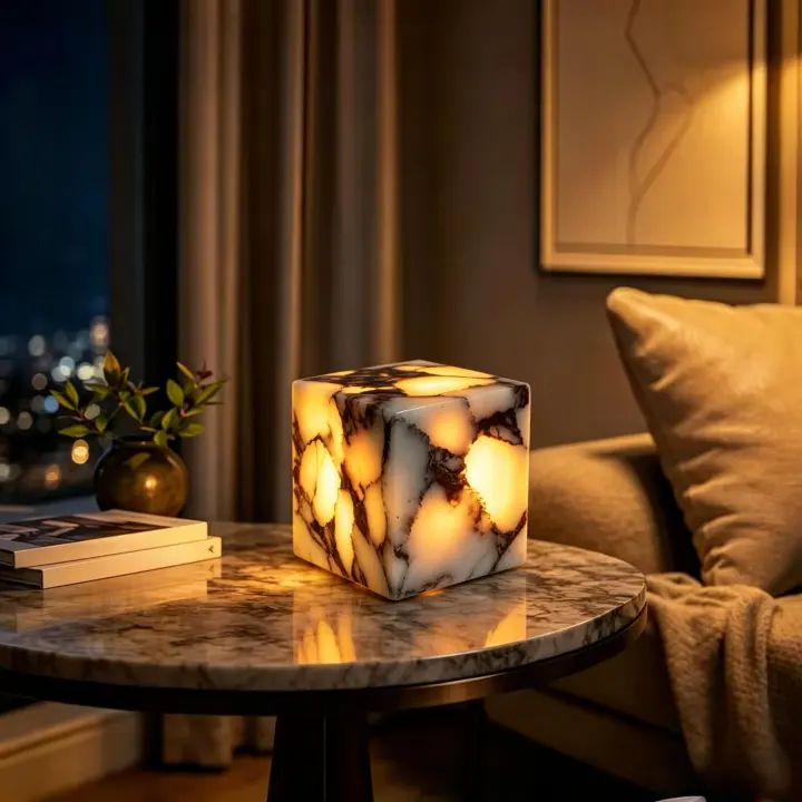 Nature Marble Table Lamp — Rechargeable Cordless Touch Night Light