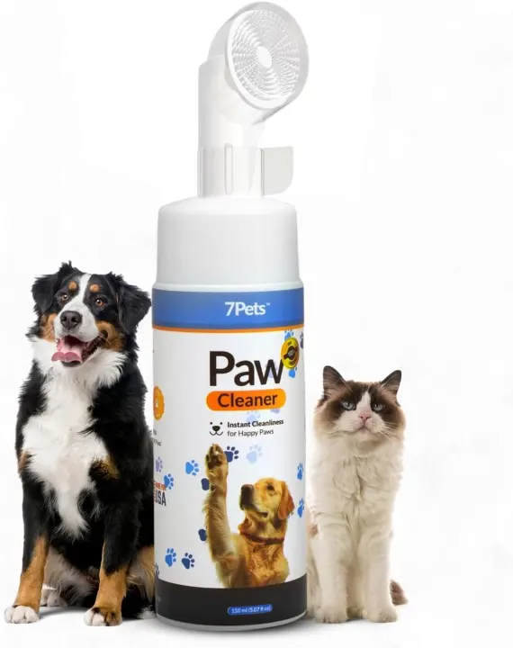 No-Rinse Foaming Paw Cleaner with Silicone Brush — 5 oz (Dogs & Cats)