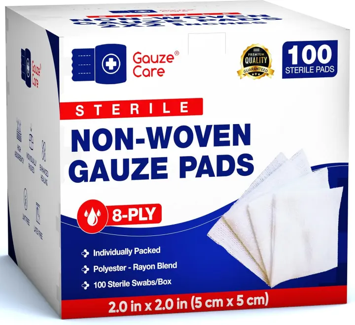Non-Woven Sterile Gauze Pads 2x2 — 8-Ply Individually Wrapped (100)