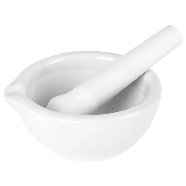Porcelain Mortar and Pestle Set — 100 mm Laboratory Grinder