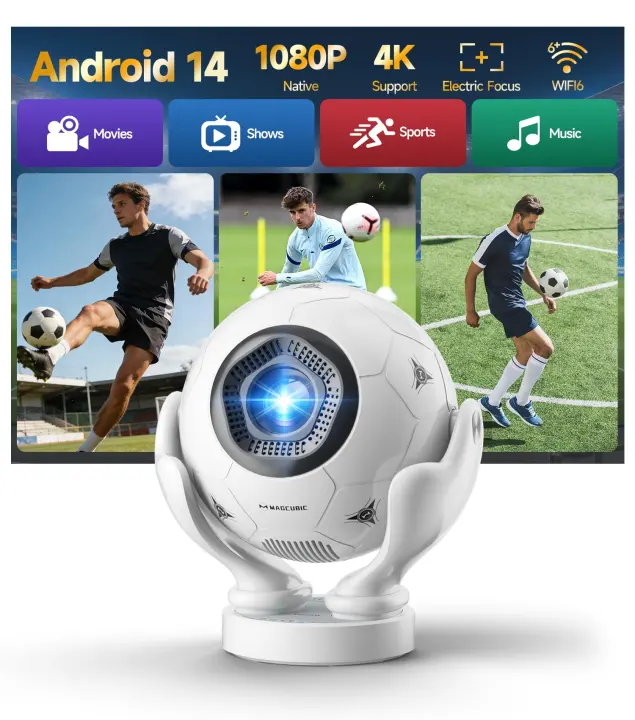 Portable Smart Projector — Native 1080p, 400 ANSI, Android 14