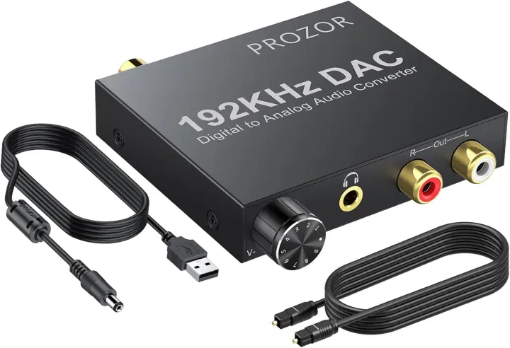 Prozor 192kHz Digital-to-Analog Audio Converter (Toslink/Coax to RCA/3.5mm)