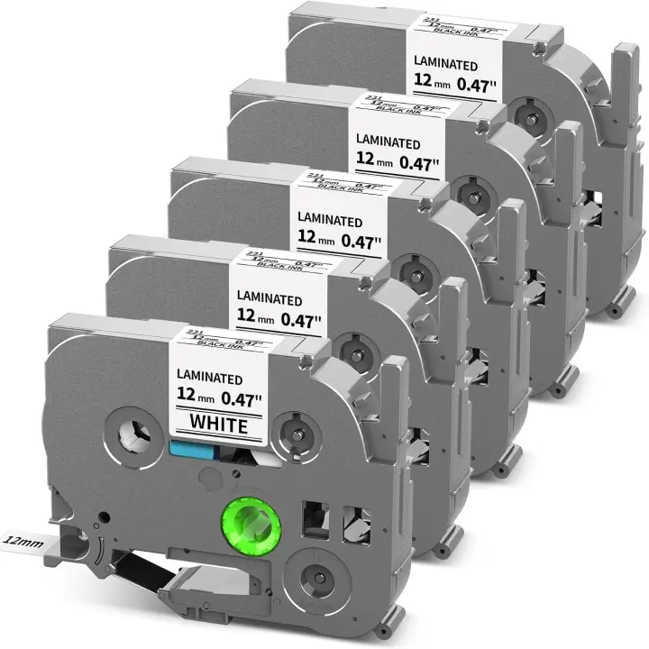 Replacement TZe-231 12mm Laminated Label Tape — 5-Pack (White)