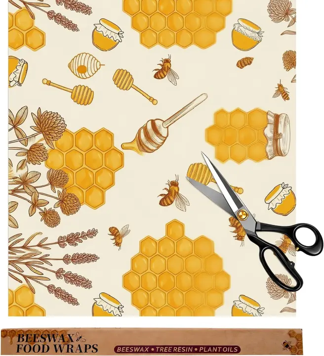 Reusable Beeswax Food Wrap Roll — Organic Cotton, 13 x 39 in