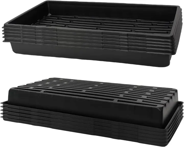RooTrimmer 10-Pack 10x20 Heavy-Duty Seed Starting Trays (No Drain Holes)