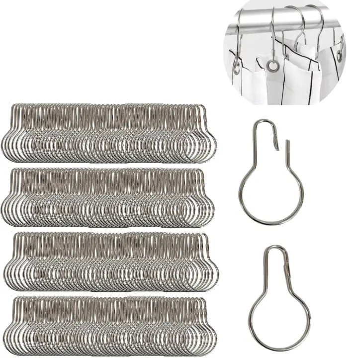 Rust-Resistant Metal Shower Curtain Hooks — Decorative Curtain Rings
