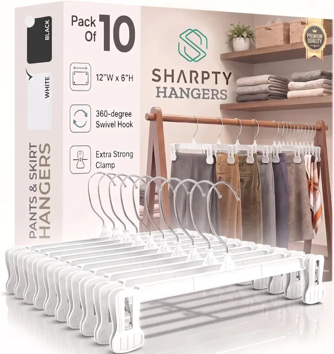 Sharpty Pant & Skirt Hangers — Heavy-Duty Space-Saving Clips
