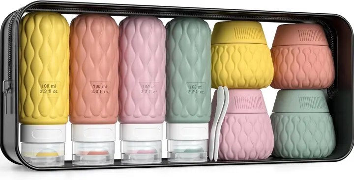 Silicone Travel Bottles & Cream Jars — 3.4oz / 1.7oz Toiletry Set