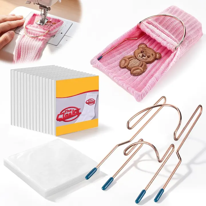 Sock Embroidery Hoop Kit with 3D Foam & Water-Soluble Topping