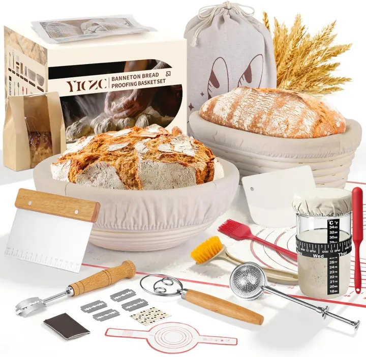 Sourdough Starter Kit with Round & Oval Banneton Proofing Baskets