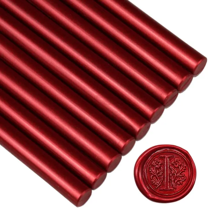 Sparkling Blood-Red Sealing Wax Sticks for Large Glue Gun — Pack of 12