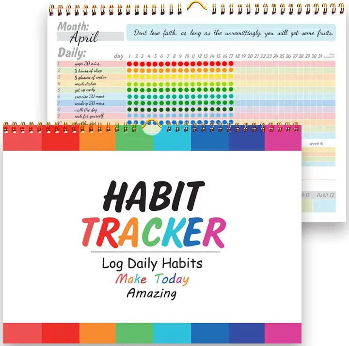Spiral Habit Tracker Calendar Journal — Undated 14-Month Goal Planner