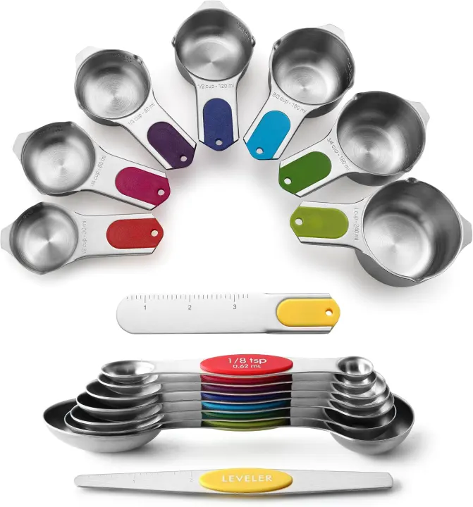 Spring Chef Magnetic Measuring Cups & Spoons — 15-Piece Stainless Set