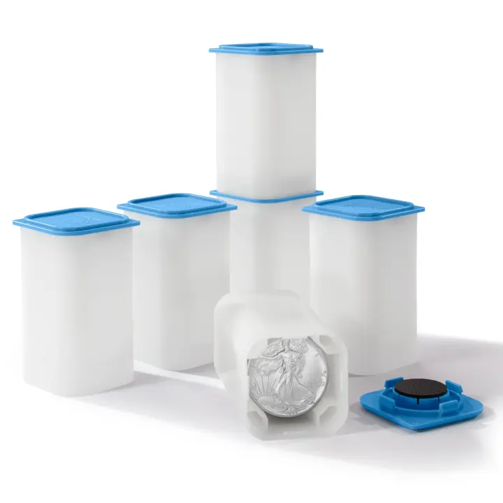 Square Coin Tubes — 20-Coin Holders for 40–41mm Rounds (Pack of 6)